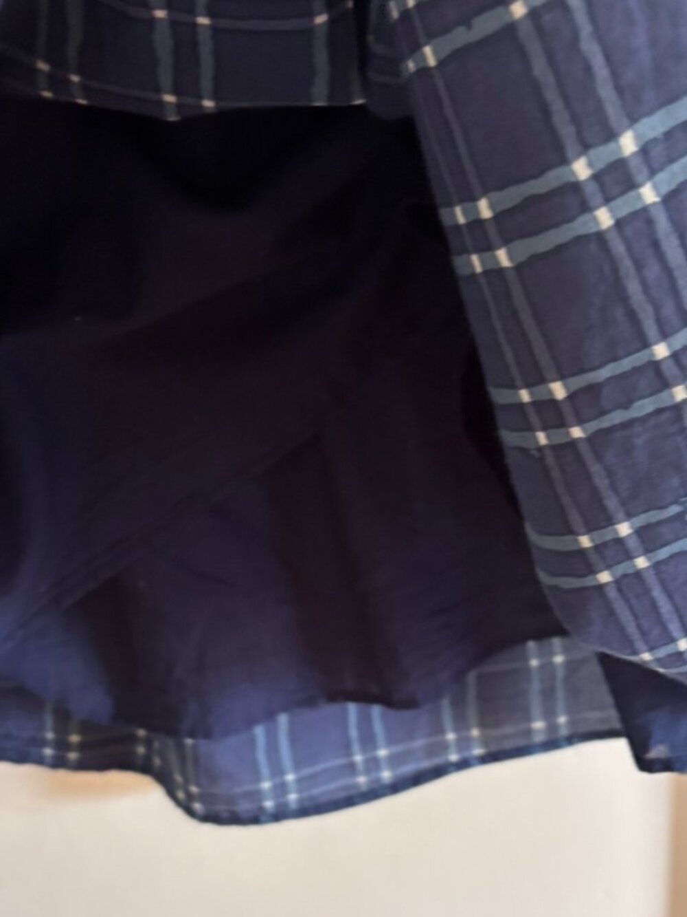 Madewell SMALL Midi Skirt in Shibori Indigo Plaid navy blue & white 100% cotton - Picture 4 of 10